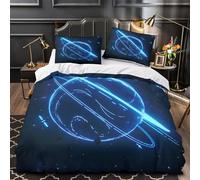 Neon Planet Duvet Cover 3D Design Printed Luxury 3 Pieces Bedding Set Zipper sci-fi Space Design Quilt Cover Super Soft Durable for Teens Kids Girls Boys Women Adults Youth Single（135x200cm）