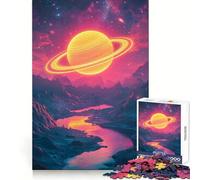 Neon Planet in Alien Landscape 1000 Piece Jigsaw Puzzle for Adults Smart Game Soothing Fun Pattern Assembly Stylish Gift (50x75cm)