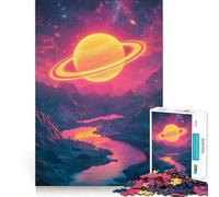 Neon Planet in Alien Landscape 1000 Piece Jigsaw Puzzle for Adults Smart Game Soothing Fun Pattern Assembly Stylish Gift (50x75cm)