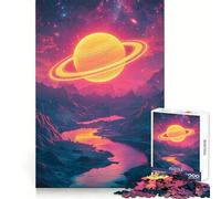 Neon Planet in Alien Landscape 1000 Piece Jigsaw Puzzle for Teenagers Brain Workout Toy Calming Play Art Assembly Festive Gift (38x26cm)