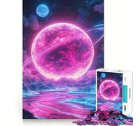 Neon Planet Landscape Hard Jigsaw Puzzle for Adults 1000 Pieces Logic Train Toy Peaceful Time Smooth Cut Premium Gift (38x52cm)