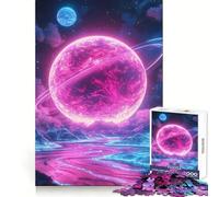 Neon Planet Landscape Hard Jigsaw Puzzle for Adults 1000 Pieces Logic Train Toy Peaceful Time Smooth Cut Premium Gift (38x52cm)