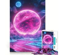 Neon Planet Landscape Jigsaw Puzzles 1000 Pieces for Teenagers Recall Upgrade Calming Play Clear Cut Lovely Gift (38x26cm)