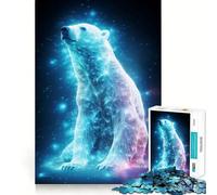 Neon Polar Bear Nebulae Jigsaw Puzzle for Adults 1000 Pieces Mind Play Relaxing Fun Clean Edge Art Collection Piece (50x75cm)