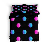 Neon Polka Dots Single Duvet Cover Set, Colorful Geometric Gradient Spots Duvet Cover Sets, Reversible Bedding Set 3 pieces, Soft Microfiber Bedroom Decro, Zipper Closure with 2 Pillowcase 50x75cm