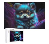 Neon Pomeranian Glowing Furry Friend: Home Décor Activity, 1000 PCS Jigsaw Puzzle for Adults, for Relaxing Solo Or Group Play