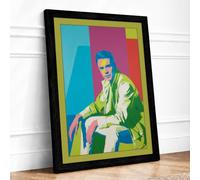 Neon Portrait Modern Framed Wall Art Print A1 (84.1×59.4cm) Black, Wall Decor for Living Room, Bedroom, Office & Home, Ready to Hang, Art Gift