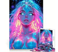 Neon Princess Hard Jigsaw Puzzle for Adults 1000 Pieces Logic Train Toy Peaceful Time Smooth Cut Premium Gift (50x75cm)