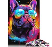 Neon Pug Jigsaw Puzzles For Adults 500 Piece Jigsaw Puzzles For Kids,Wooden Puzzles For Adults,The For Family And Friends 500pcs (52x38cm)