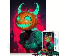 Neon Pumpkin Deviless Jigsaw Puzzles for Teenagers 1000 Pieces Logic Toy Casual Fun Precision Cut Heartfelt Gift (38x52cm)