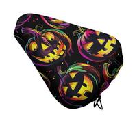 Neon Pumpkin Pattern Bike Seat Cover with Drawstring Bicycle Saddle Rain Dust Cover UV Protection Bike Seat Cushion Shield for Women Men City Mountain