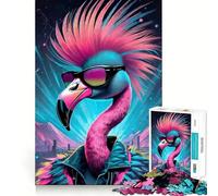Neon Punkrock Flamingo 1000 Piece Jigsaws for Teenagers Brain Workout Toy Easy Leisure Image Assembly Stylish Gift (50x75cm)