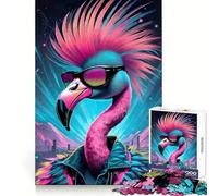 Neon Punkrock Flamingo 1000 Piece Jigsaws for Teenagers Brain Workout Toy Easy Leisure Image Assembly Stylish Gift (50x75cm)