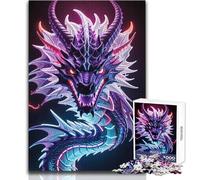 Neon Purple Dragon Jigsaw Puzzles 1000 Pieces for Teenagers Mindful Learning Fun Game Unique Gift for Joyful Celebrations Size 50x75cm