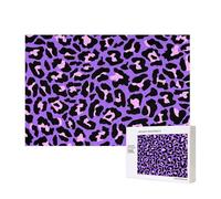 Neon Purple Pink Leopard Animals Print,300 Pieces Wooden Jigsaw Family Game Jigsaw Puzzles for Adults Teens Home Decor