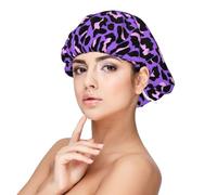 Neon Purple Pink Leopard Animals Print,Adult's Satin Sleeping Cap - Women's Elastic Sleep Bonnet, Adjustable Overnight Hair Cover