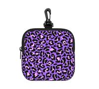 Neon Purple Pink Leopard Animals Print, Coin Purse Square Zipper Storage Bag, Change Pouch with Lobster Buckle Clasp Buckle, Change Purse