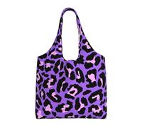 Neon Purple Pink Leopard Animals Print,Reusable Tote Bags Grocery Bags Large Capacity Canvas Shopping Shoulder bag