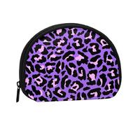 Neon Purple Pink Leopard Animals Print, Women's Storage Bag Shell Makeup Bag Small Coin Purse Shell Change Pouch