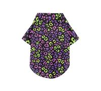 Neon Purple Pink Leopard Pattern Summer Dog Shirt Button Up Soft, Lightweight, and Breathable Short Sleeve Pet T-Shirt Doggy Sweatshirt Puppy Kitten Perfect for Everyday Wear, and Photoshoots