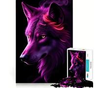 Neon Purple Wolf 1000 Piece Jigsaw Puzzles for Adults Logic Boost Toy Family Bond Premium Edge Warm Surprise (38x26cm)
