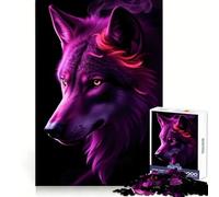 Neon Purple Wolf 1000 Piece Jigsaws for Teenagers Brain Workout Toy Easy Leisure Image Assembly Stylish Gift (38x52cm)