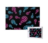 Neon Question Mark Seamless,1000 Pieces Wooden Jigsaw Family Game Jigsaw Puzzles for Adults Teens Home Decor