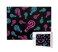 Neon Question Mark Seamless,500 Pieces Wooden Jigsaw Family Game Jigsaw Puzzles for Adults Teens Home Decor
