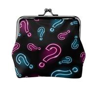 Neon Question Mark Seamless, PU Leather Coin Purse, Small Wallets, Change Pouch with Kiss Lock Clasp Buckle, Change Purse