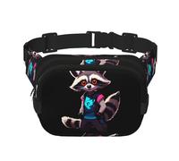 Neon Raccoon Hack Pattern trendy fashionable waist bag, unisex travel sports messenger bag
