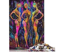Neon Radiance - The Three Muses in A Futuristic Glow Puzzle Family Fun 100% Recycled Cardboard Jigsaw Puzzle for Kids And Adults Age 12 Years Up 500pcs (52x38cm)