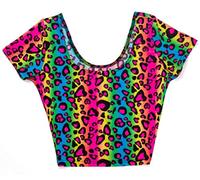 Neon Rainbow Animal Leopard Print Tank Top Sexy Spandex Shirt Rave Costume - Multi - Small