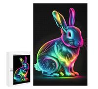 Neon Rainbow Bunny Jigsaw Puzzle, 1000 PCS, Indoor Activity for The Home, A Mindful Leisure Activity for Puzzle Lovers, at Home