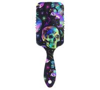 Neon Rainbow Color Skull and Flowers Gothic Fantasy Style smooth massaging hair brushes Designed scalp massager for curly hair with Ergonomic handle cepillo para cabello rizado