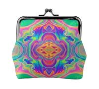 Neon Rainbow Colorful Tie Dye, PU Leather Coin Purse, Small Wallets, Change Pouch with Kiss Lock Clasp Buckle, Change Purse