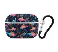Neon Rainbow Fish Cute Case Compatible with AirPods Pro Headphone Protective Cover with Keychain Accessories