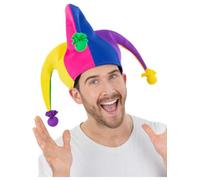 Neon Rainbow Jester Hat