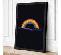 Neon Rainbow Light Canvas Wall Art Print 30x20 Inch
