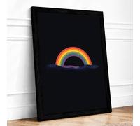 Neon Rainbow Light Modern Framed Wall Art Print A2 (59.4×42cm) Black, Wall Decor for Living Room, Bedroom, Office & Home, Ready to Hang, Art Gift