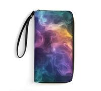 Neon Rainbow Smokes Clouds Wristlet Clutch Wallet Purse | Women' Credit Card Holder with Hand Strap