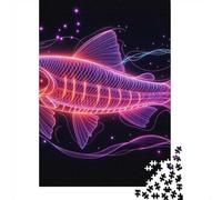 Neon Rainbow Trout Poster 1000-Piece Puzzle for Adults, 70x50cm/1000pcs; White Cardboard for Simple Sorting; for An Enjoyable Break at The Table