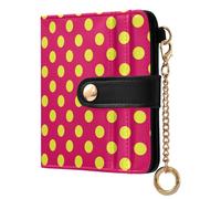 Neon Raspberry Red Polka Dot Pattern Women Wallet Bifold Purse Card Holder Travel Wallet with RFID Blocking PU Leather Compact Cash Credit Holder with Zipper Coin Pocket ID Window for Female Ladies