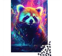 Neon Red Panda1 Wooden Jigsaw Puzzle for Adults 1000 Piece Puzzles for Teenagers Creative Jigsaw Puzzles Family Challenging Games Toys 1000pcs (75x50cm)