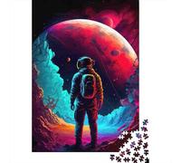 Neon Red Planet Explorer Jigsaw Puzzles 1000Pc Recycled Paper Alien CavePuzzle for Adults Jigsaw Puzzle Difficult Challenging Home Activity Fun Present for Home 52x38cm/1000pcs