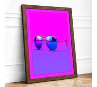 Neon Reflections Modern Framed Wall Art Print A2 (59.4×42cm) Walnut, Wall Decor for Living Room, Bedroom, Office & Home, Ready to Hang, Art Gift