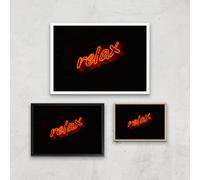 Neon Relax Giclee Art Print - A4 - Wooden Frame