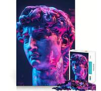 Neon Renaissance David 1000 Pieces Jigsaw Puzzles for Teenagers Thought Toy Home Activity Precise Edge Santa Wish List (38x52cm)