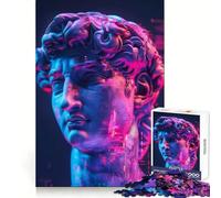 Neon Renaissance David 1000 Pieces Jigsaw Puzzles for Teenagers Thought Toy Home Activity Precise Edge Santa Wish List (38x52cm)