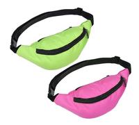 Neon Retro 80s 90s Fanny Pack 2 Pcs Party Waist Bags Lightweight Vintage Rave Accessories with Adjustable Belt for Traveling Running Cycling Workout Rave Party Outdoor Activities - Bright Style