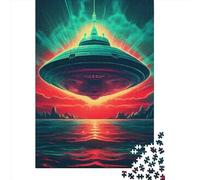 Neon Retro Alien Spaceship Paper Puzzles 1000 Piece Jigsaw Puzzles for Adults Educational Game Challenge Toy Christmas Eve Gifts 1000pcs (38x26cm)